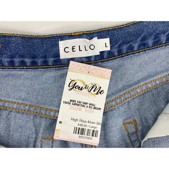 Cello Women Large Denim Shorts Jeans Mom Cutoff High Rise NWT - Picture 5 of 8